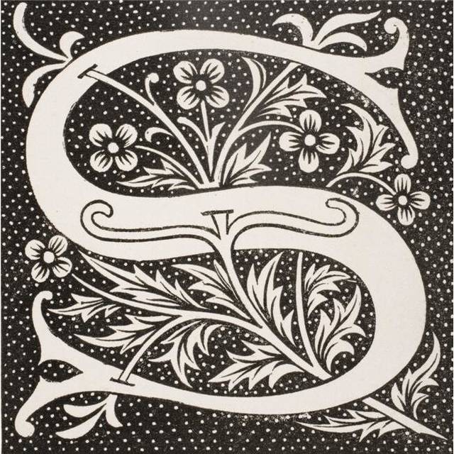 Decorative Capital Letter S Poster Print, 14 x 15
