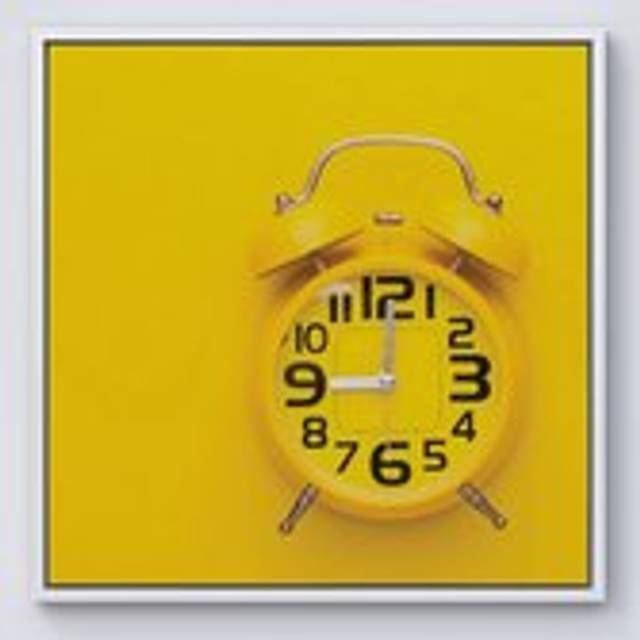 Yellow Alarm Clock Framed Canvas - Off White - w40_inch_x_h40_inch