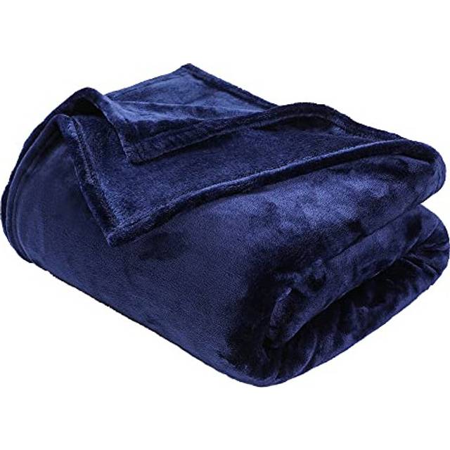 GonZalo GraCia. Fleece Blanket Reversible Navy Throw For Sofa 200x240cm Faux Fur Bed Blanket 400 GSM Winter Warm (Navy, King 200x240 cm)