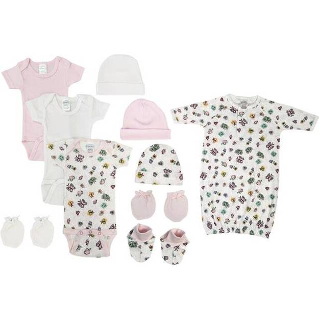 Bambini NC-0589 Newborn Baby Girl 10 Piece Layette Sets, White & Pink