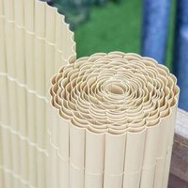 Artificial Bamboo Cane Screening Fence Roll Garden Privacy W4m x H1.5m - Beige - One Size