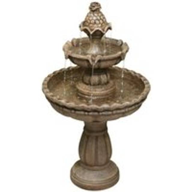 Tiered Water Fountain Feature Stone Effect 2 Tier Outdoor Jata 93cm - Bronze - One Size