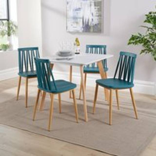 (Teal) Home Source Trinity Table and 2 Lucy Chairs Dining Set