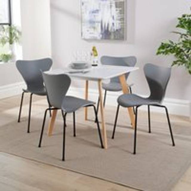 ((Grey)) Home Source Trinity Table and 4 Penny Chairs Dining Set