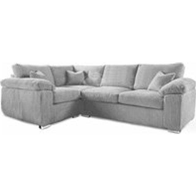 Delta Large 4 Seater Corner Sofa Left Hand Facing Jumbo Cord L Shape - Silver