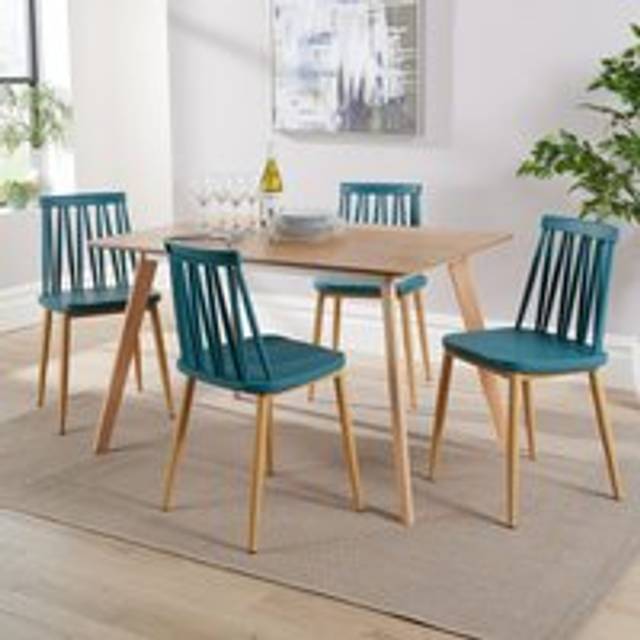 (Teal) Home Source Rayna Table and 4 Lucy Chairs Dining Set