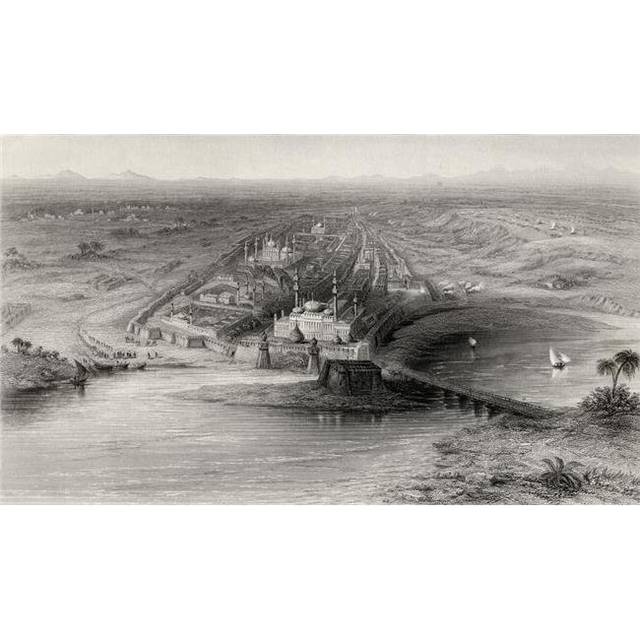 Panoramic View of New & Old Delhi India & the Surrounding Countryside From A 19th Century Print Poster Print, 36 x 20