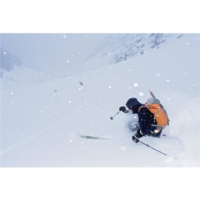 Balu Pass British Columbia Canada - Downhill Skiing in Snowstorm Poster Print, Large - 36 x 24