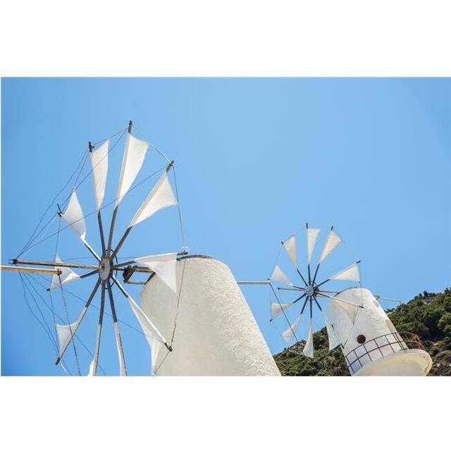 Windmills Against A Blue Sky Lasithi Plateau - Crete Greece Poster Print - 38 x 24 in. - Large