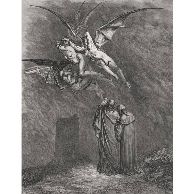 Engraving by Gustave Dore 1832-1883 French Artist & Illustrator for Inferno by Poster Print, 13 x 16