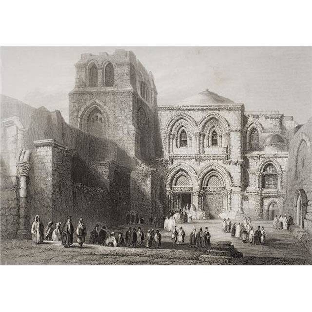 Church of The Holy Sepulchre Jerusalem. Original Tomb of Godfrey of Bouillon Poster Print, 17 x 12