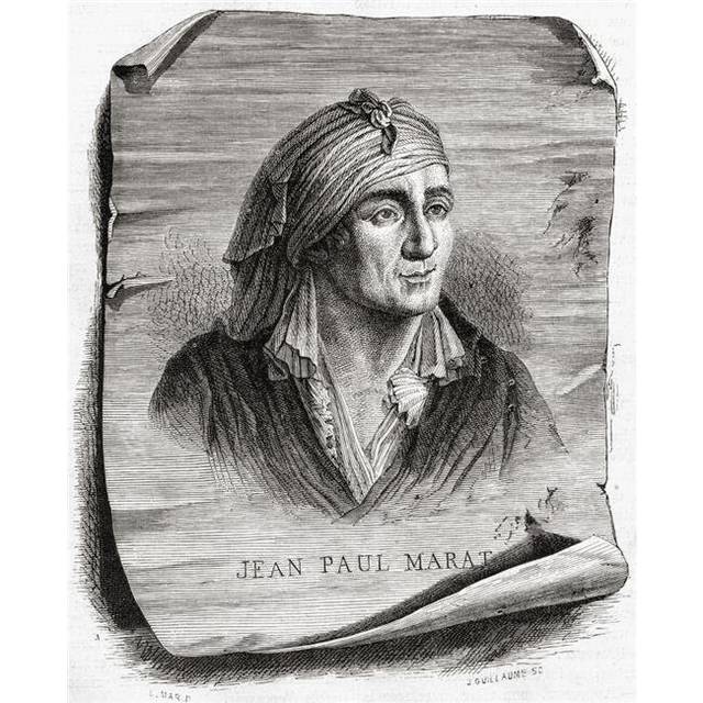 Jean-Paul Marat 1743-1793 French Politician Physician & Journalist Engraved Poster Print, Large - 26 x 34