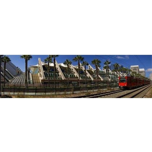 MTS commuter train moving on tracks  San Diego Convention Center  San Diego  California  USA Poster Print by  - 36 x 12