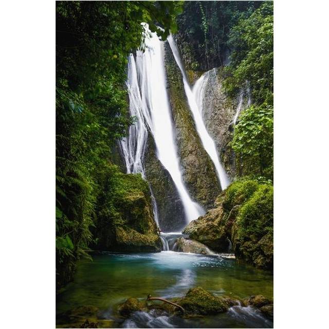 Waterfall Over Moss Covered Cliff - Tanna Island Vanuatu Poster Print - 24 x 38 in. - Large