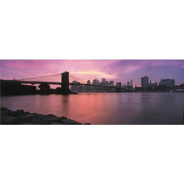 Sunset Over Lower Manhattan & Brooklyn Bridge Poster Print, 36 x 12