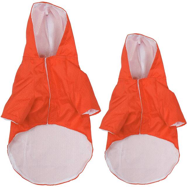(Orange, L) Puppy Dog Raincoat Hooded Jacket Waterproof Poncho for Yorkie Poodle Bichon Pomeranian Schnauzer Corgi