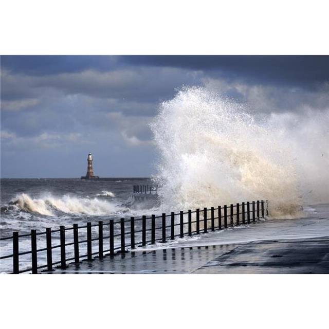 Waves Crashing Sunderland Tyne & Wear England Poster Print by John Short, 34 x 22 - Large