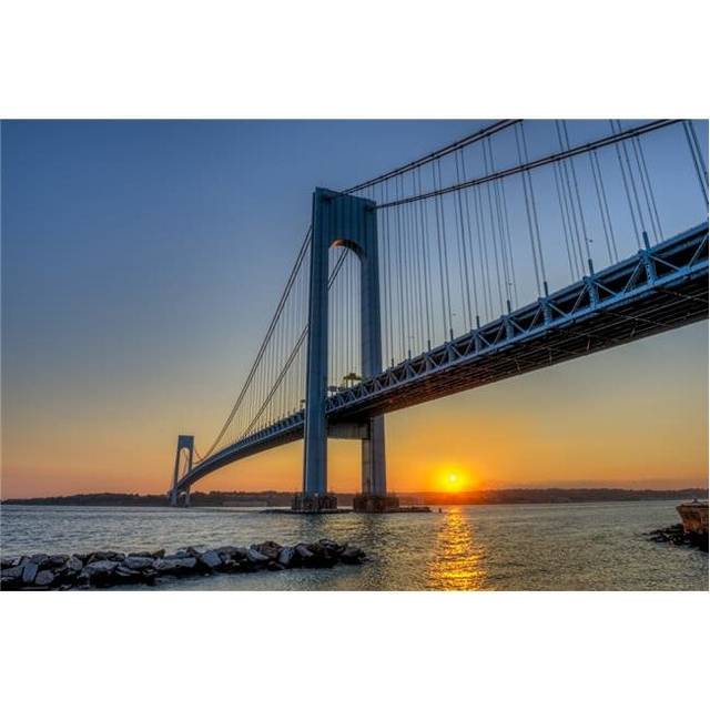 Verrazano-Narrows Bridge at Sunset Brooklyn - New York City United States of America Poster Print - 36 x 24 in. - Large