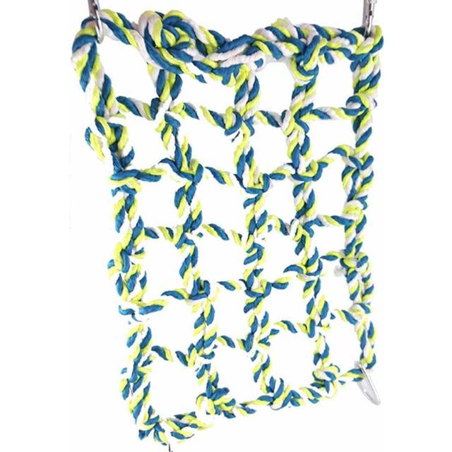 Pet Bird Parrot Hamster Cage Rope Ladder Net Hammock Swing Hanging Perch Toys