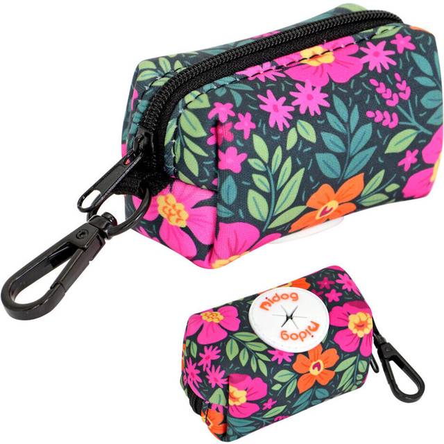 (Nylon Hot Pink) Dog Poop Bag Holder Waste Bags Dispenser for Small Dogs with Leash Attachment