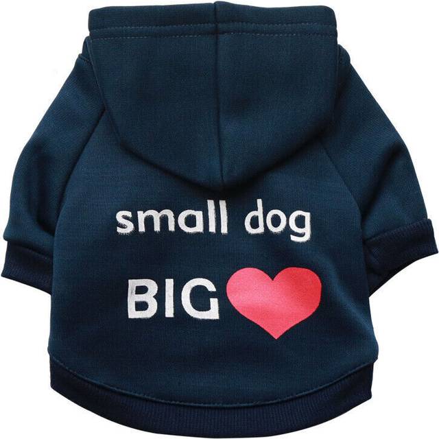(Black, big heart, S) Boy Dog Hoodie Male Pet Clothes Puppy Coat Jacket Sweater Clothing Size XS S M L
