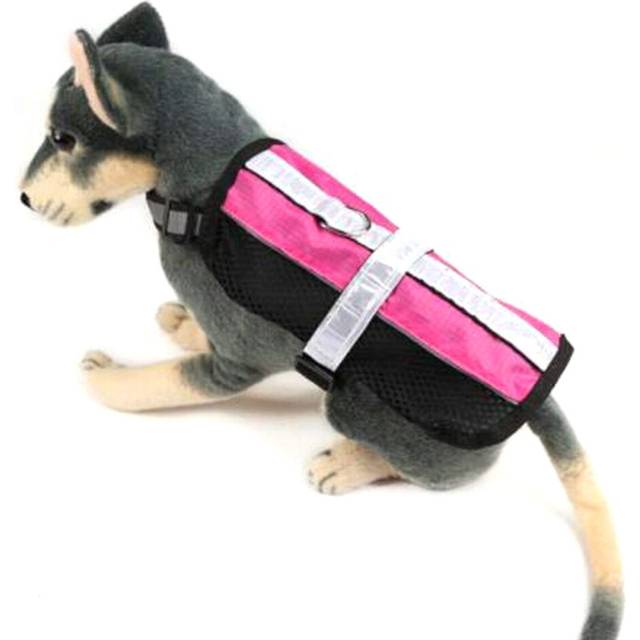 (Rose Red, XL) Reflective Service Dog Harness Pet Control Mesh Vest With Removable Patches Puppy Supplies
