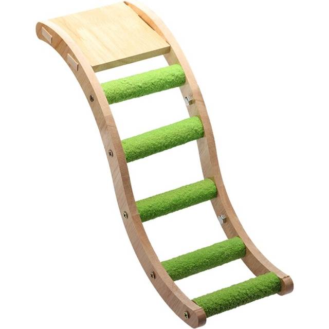 Pet Parrots Wooden Ladder Climbing Bridge Bird Perch Stand Chewing Toy Play Platform Bird Hanging Swing Cage Accessories