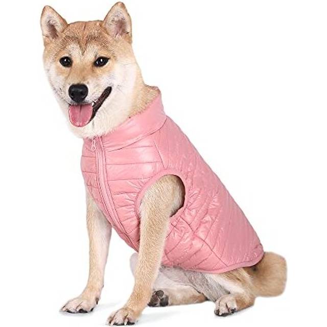 Dog Winter Coat with D Ring,Super Light Small Dogs Warm Coat Zip Waterproof Pet Cat Warm Jacket Vest Apparel for Small Medium Dogs(L,Pink)