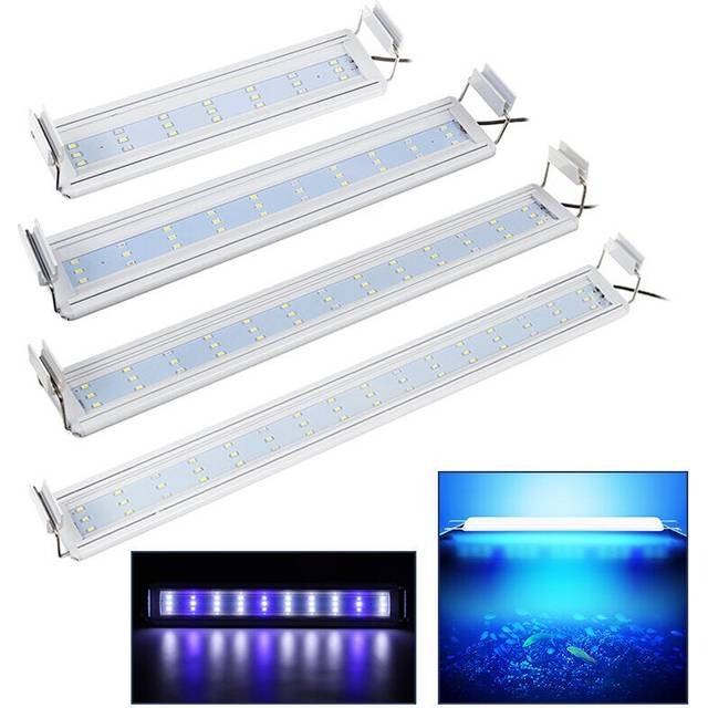 (30-40cm Tank) Aquarium Fish Tank EU Plug LED Light Over-Head Blue+White Lamp Plants Moon Lighting