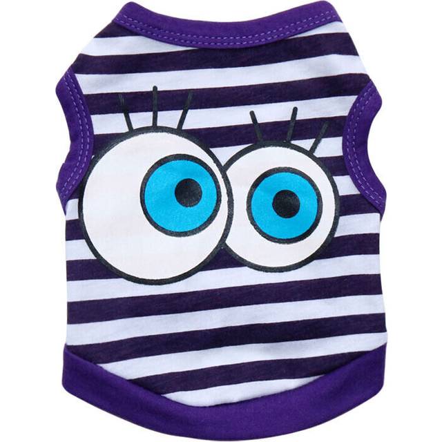 (Purple, cute eyes, S) Small Dog Puppy Clothes Male Pet Funny Shirt Boy Pup Vest for Chihuahua Yorkie