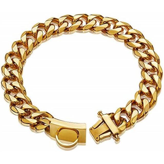 "(19.7"", Gold) Dog Collar Heavy Firm19mm Metal Chain Collar"