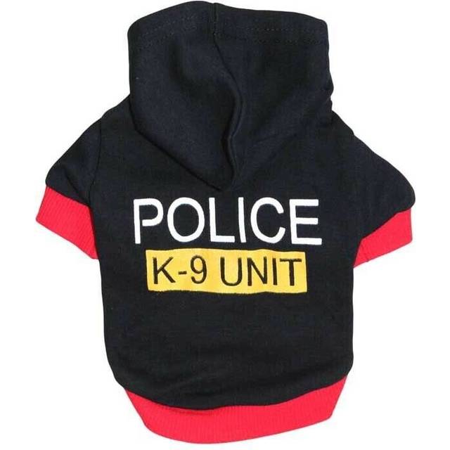 (Black, police, M) Boy Dog Hoodie Male Pet Clothes Puppy Coat Jacket Sweater Clothing Size XS S M L