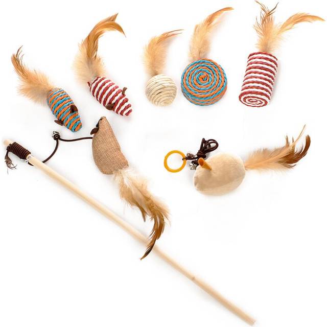 Pet Cat Toys Gatos Toy Long Rods Hair Mouse Funny Kitten Cat Toy Set