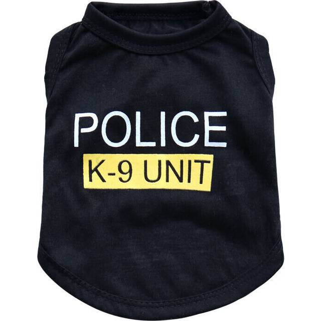 (Black, police, L) Small Dog Puppy Clothes Male Pet Funny Shirt Boy Pup Vest for Chihuahua Yorkie