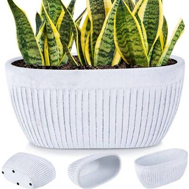Vintage Flower Pot in White Ceramic with Non-Slip Felt Pads