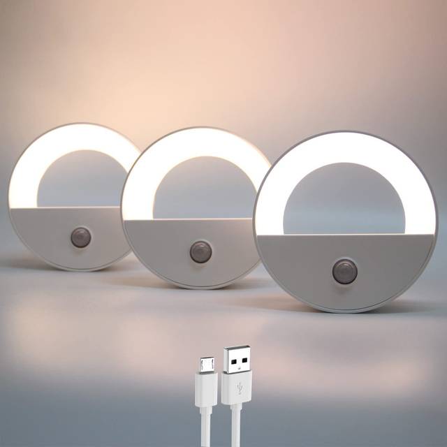 Rechargeable motion sensor night light for nursery, warm white LED motion activated children's night light