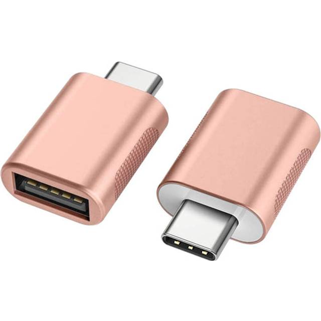 NÖRDIC USB A 3.0 OTG hona till USB C hane adapter Aluminium rose gold OTG USB-C adapter synk och laddning
