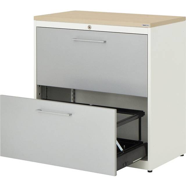 mauser plastic panel, 2 drawers, 2 tracks, with dampers, plastic panel, 2 drawers, 2 tracks, with dampers, pure white / white aluminium / maple - pure white RAL 9010