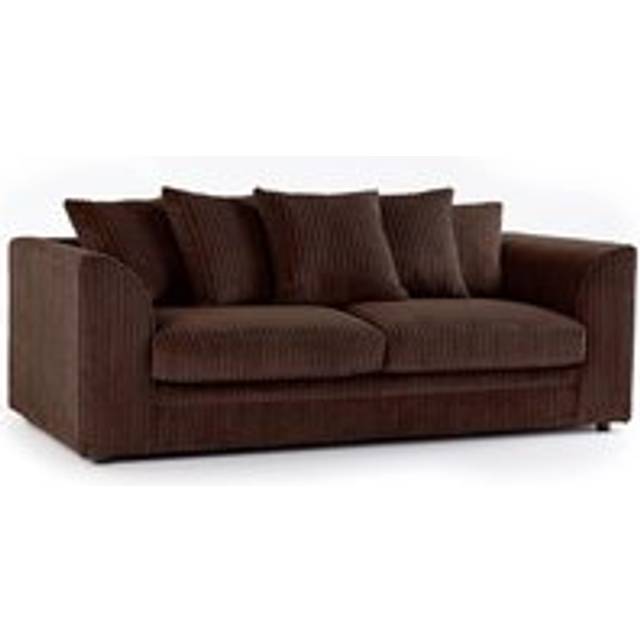 Portland Luxor 3 Seater Chocolate Jumbo Cord Sofa with Scatter Back - Brown