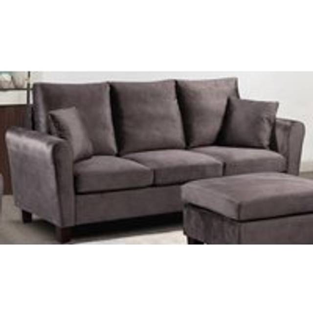 Brushed Velvet 3 Seater Sofa - Grey - One Size