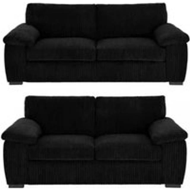 Luxury Life Amalfi Jumbo Cord 3+2 Seater Fabric Sofa In Black, Black