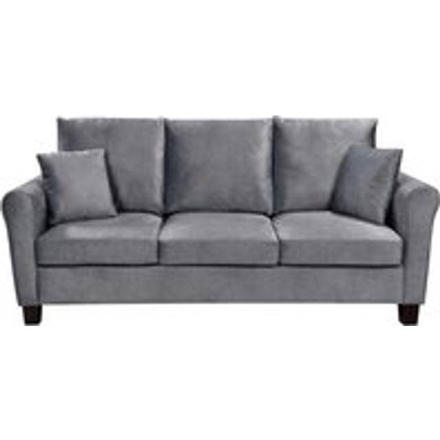 Brushed Velvet Sofa Suite - Grey / 3 Seater