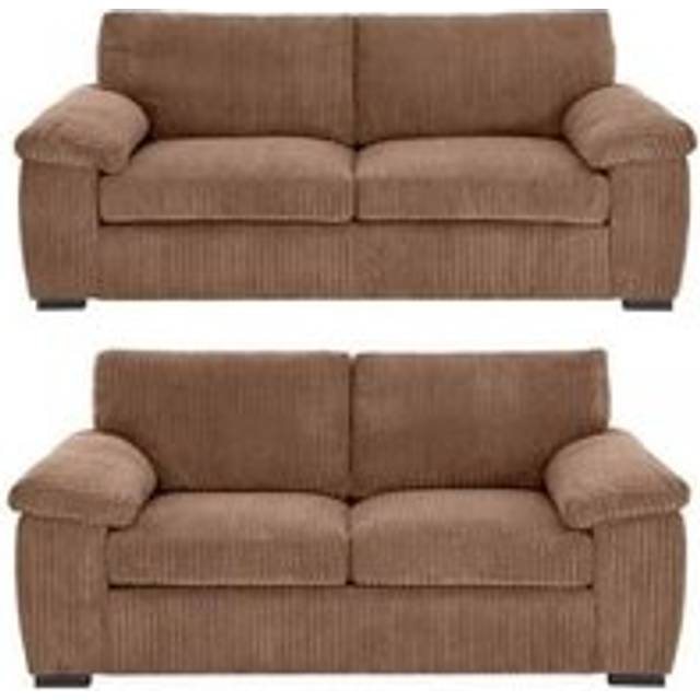 Luxury Life Amalfi Jumbo Cord 3+2 Seater Fabric Sofa In Coffee, Brown