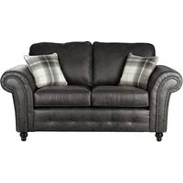 (Charcoal, 2 Seater) Oakley Suede Fabric Sofas