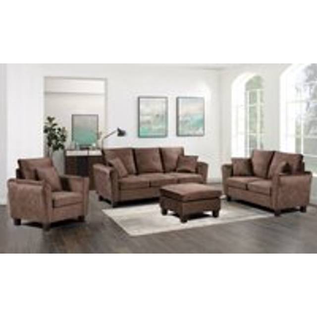 Brushed Velvet 2 Seater 3 Seater And Chair Sofa Set - Brown - One Size