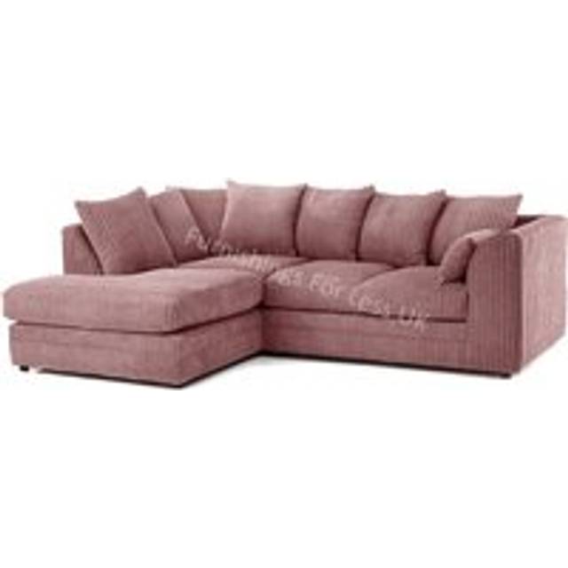 Luxor 3 Seater Pink Jumbo Cord Left Hand Facing Corner Sofa
