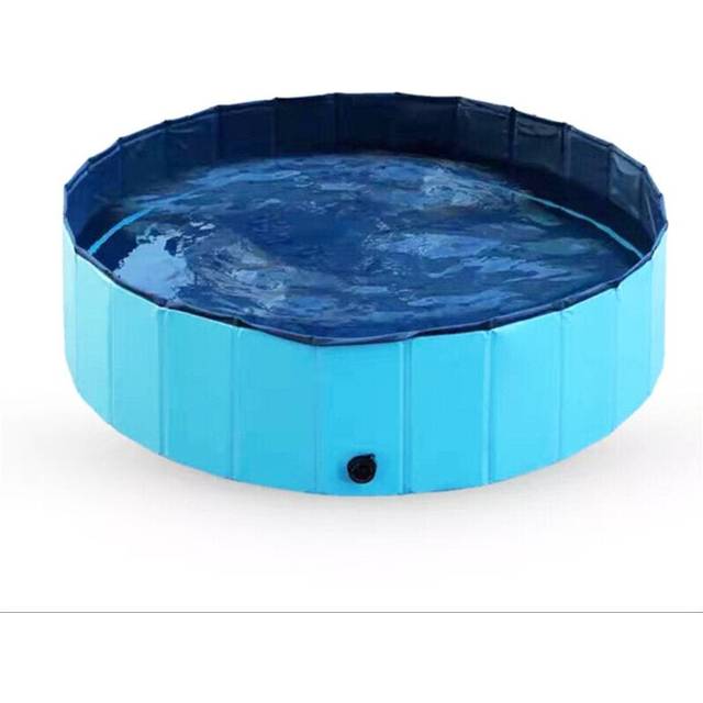 (Blue) Pet Pool PVC Foldable Paddling Pool Pet Bathtub Folding Basin For Dogs Cats Shower Swimming