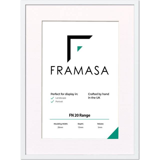 (White Frame White Mount, 7x5 Pic (9x7 Frame)) Thin Matt Picture Frames White Photo Frames Poster Frames With Black, White or Ivory Mounts