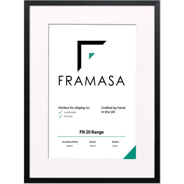 (Black Frame White Mount, A3 Pic (A2 Frame)) Thin Matt Picture Frames Black Photo Frames Poster Frames With Black, White or Ivory Mounts