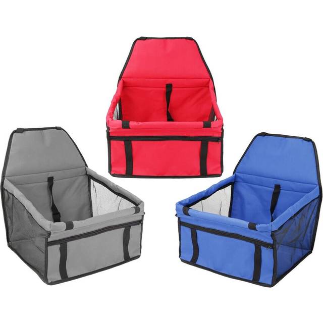(Blue) Car Seat Carrier For Cats and Dogs Pets Lookout Carrier Zipper Storage Pocket Portable Carrier Bag